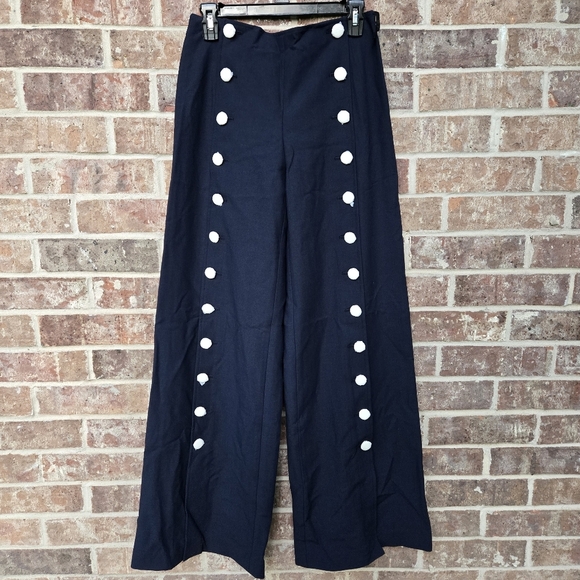 Tory Burch Carrie Button-embellished Crepe Wide-leg Pants NWT Size 2 - Picture 5 of 7